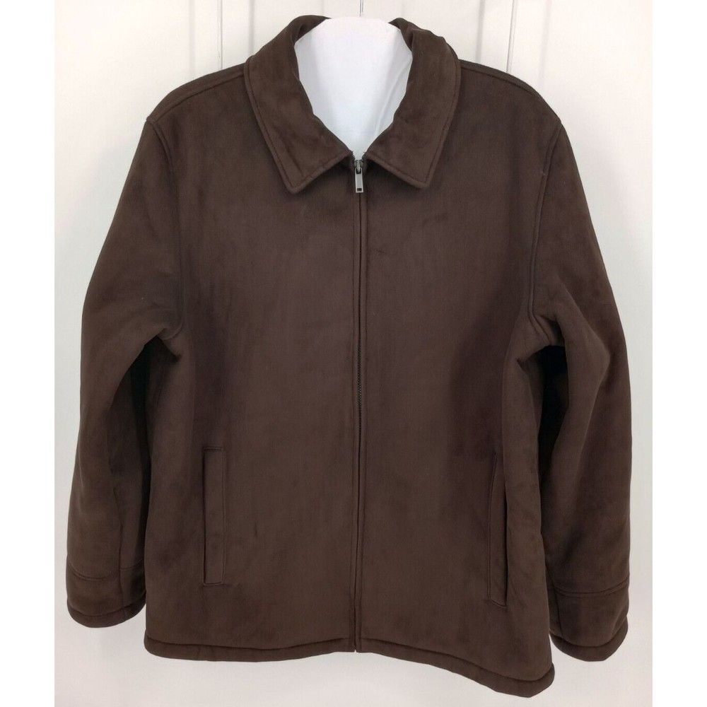 Johnston & Murphy Men's Brown Micro Suede Faux Fur Lined Coat Size XL